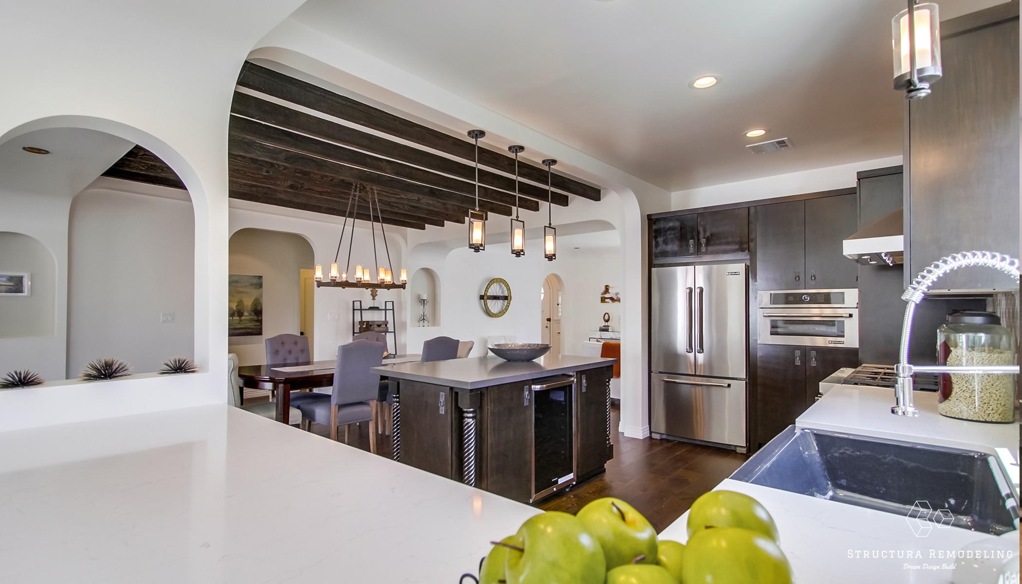 Dark woods accent kitchen island design