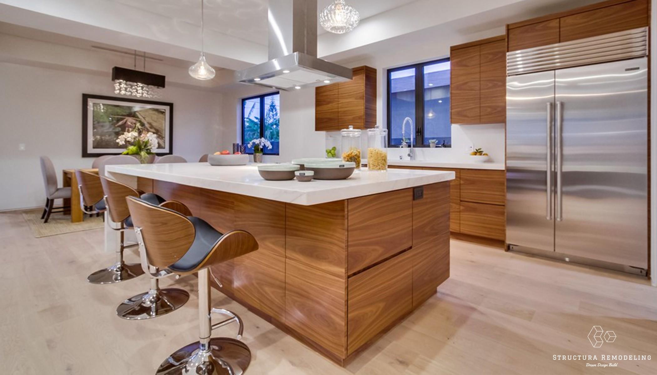 Natural wood accent classic kitchen island idea