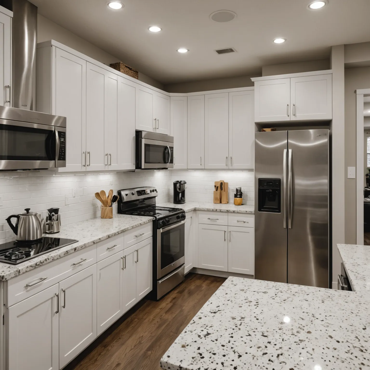 White Granite Kitchen Countertop White granite countertop in a bright kitchen